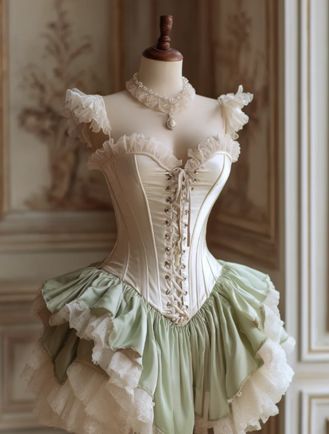 Cute A-Line Green Short Prom Dress Satin Straps Birthday Dress Lace Sleeveless Party Dress ED06377