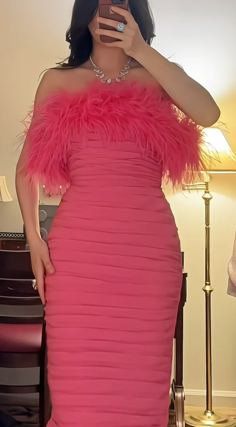 Gorgeous Sheath Pink Long Prom Dress Satin Strapless Evening Dress Sleeveless Birthday Dress ED06387