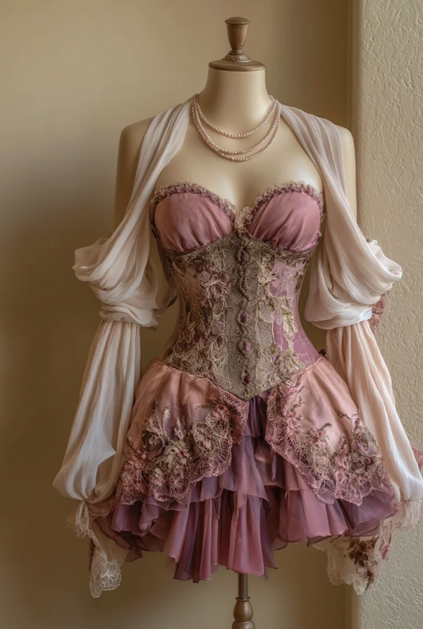 Fairy A-Line Pink Short Long Prom Dress Two-piece Chiffon Sweetheart Evening Dress Appliques Cute Party Dress ED06411