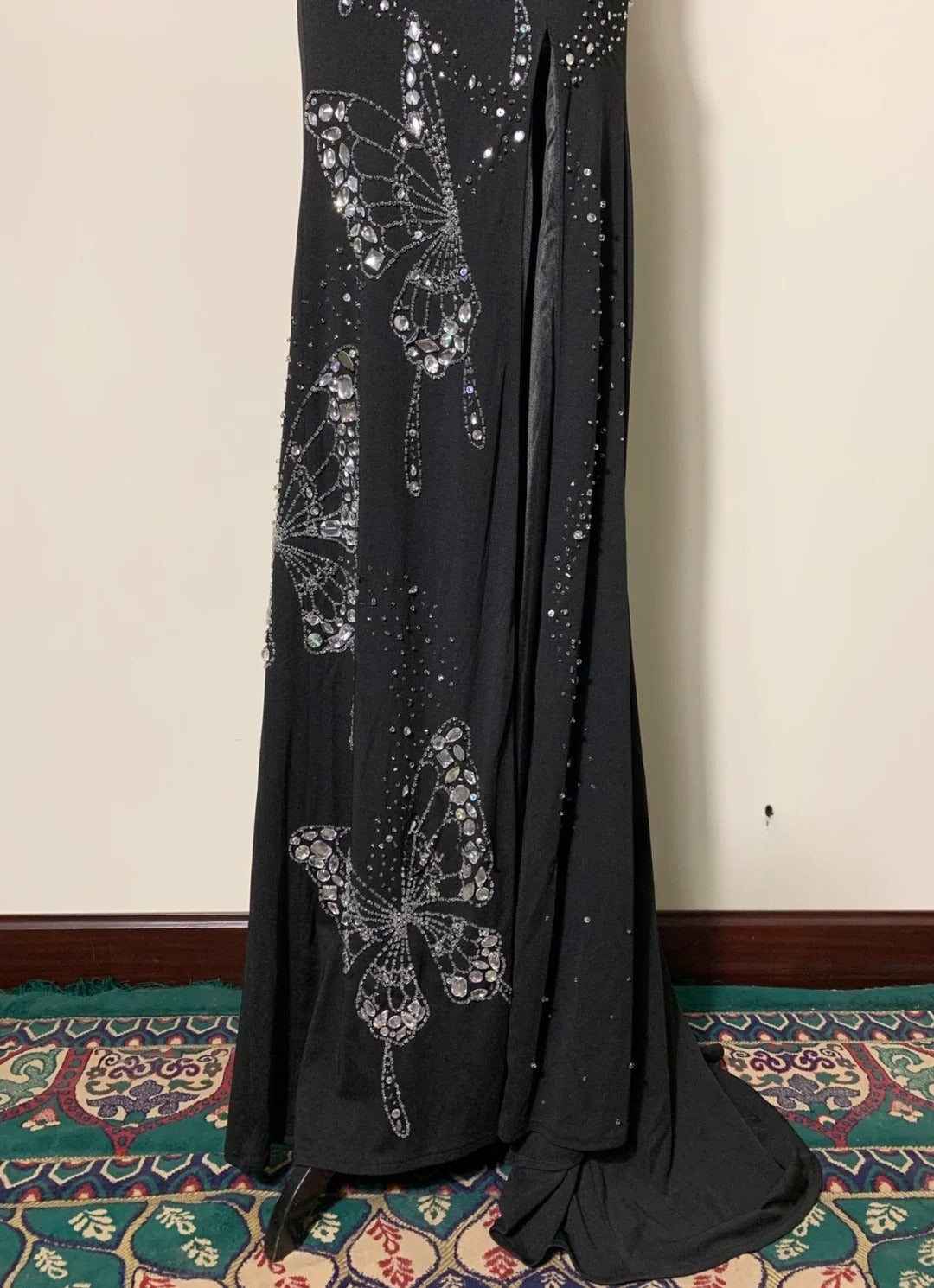 Chic Two-Piece Black Long Prom Dress Chiffon Beaded Sheath Evening Dress Sleeveless Formal Dress ED06488