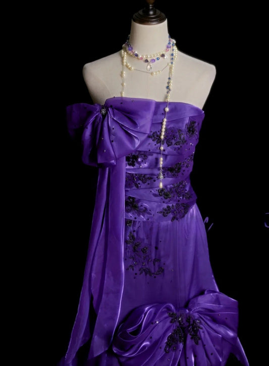 Robes d'anniversaire élégantes bleu dégradé, col en V, paillettes, mousseline, fourreau, robes de bal, robes de soirée ED04456