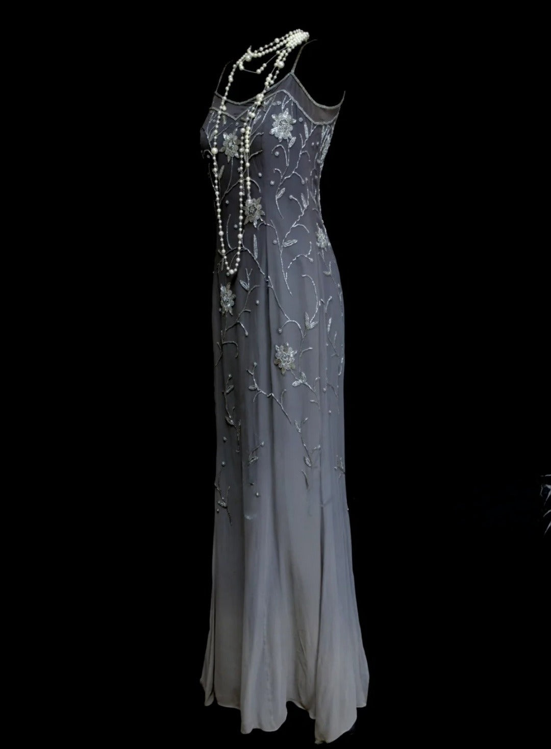 Robes d'anniversaire élégantes bleu dégradé, col en V, paillettes, mousseline, fourreau, robes de bal, robes de soirée ED04456