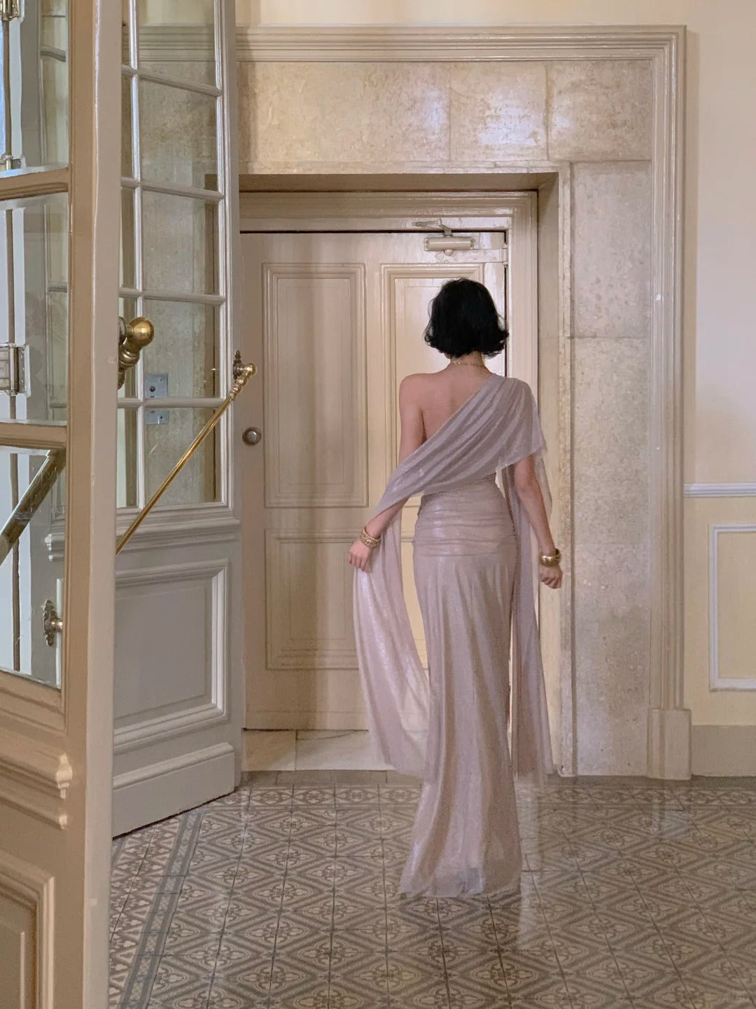 Robes d'anniversaire élégantes bleu dégradé, col en V, paillettes, mousseline, fourreau, robes de bal, robes de soirée ED04456