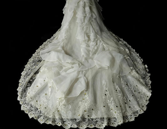 Modest A-line Long Wedding Dress Chiffon Beaded Sweetheart White Bridal Gowns Sleeveless Bridal Dress ED06633