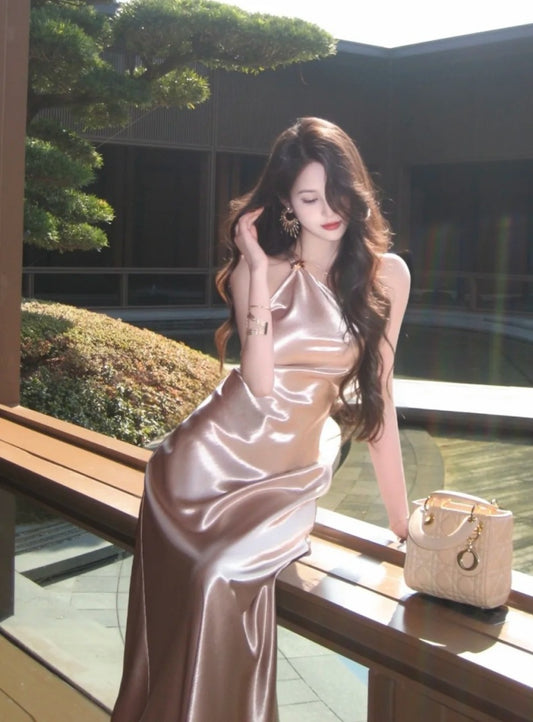 Robes d'anniversaire élégantes bleu dégradé, col en V, paillettes, mousseline, fourreau, robes de bal, robes de soirée ED04456