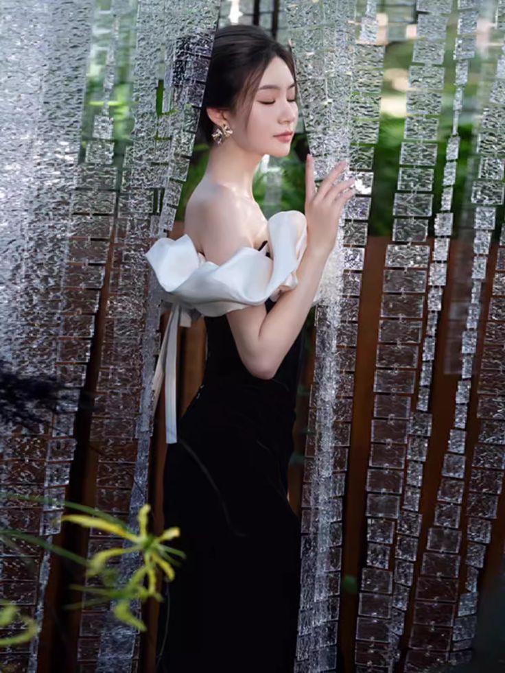 Black Off Shoulder Mermaid Long Prom Dress, Black Long Formal Dress ED0670