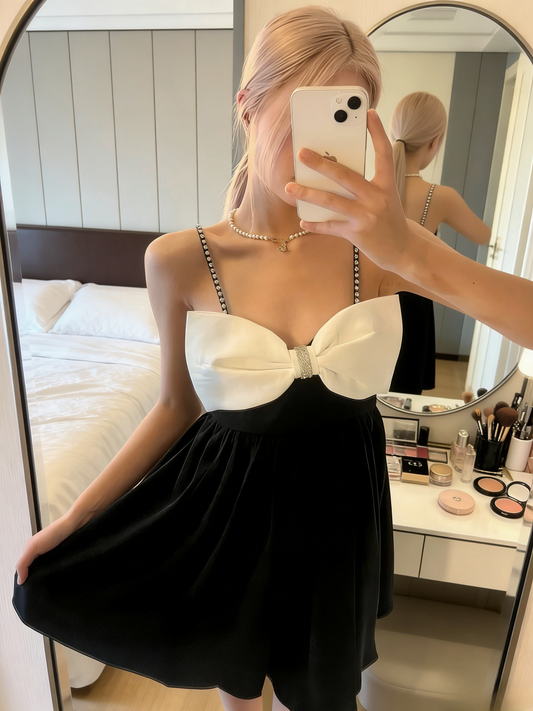 Sexy Black Prom Dress Straps Sheath Evening Dress Satin Short Birthday Dress ED06729