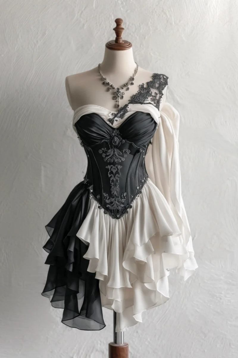 Chic Black Prom Dress A-Line Party Dress Chiffon Sleeveless Birthday Dress ED06757