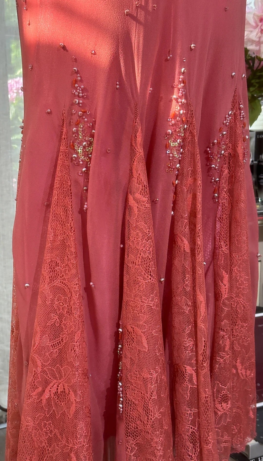 Gorgeous Watermelon Prom Dress Spaghetti Straps Mermaid Evening Dress Beaded Chiffon Birthday Dress ED06781