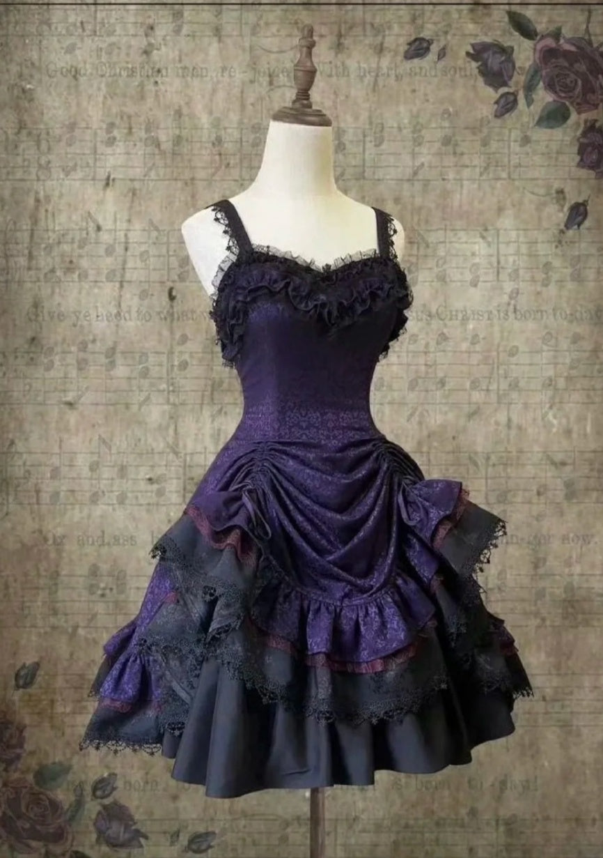 Chic Purple Prom Dress Lace Straps Short Birthday Dress A-Line Formal Dress ED06839