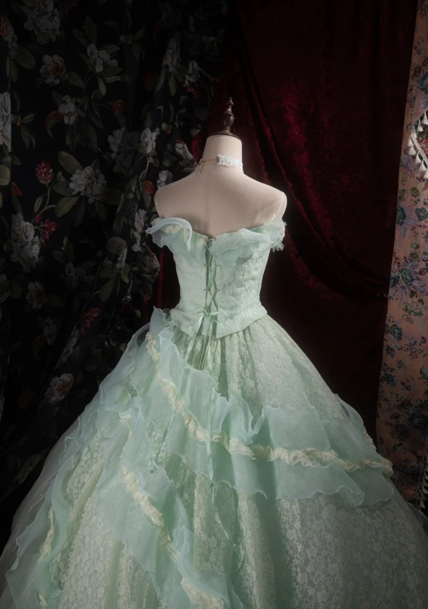 Chic Green Prom Dress Tulle Strapless Birthday Dress A-Line Sweet 16 Dress ED06841