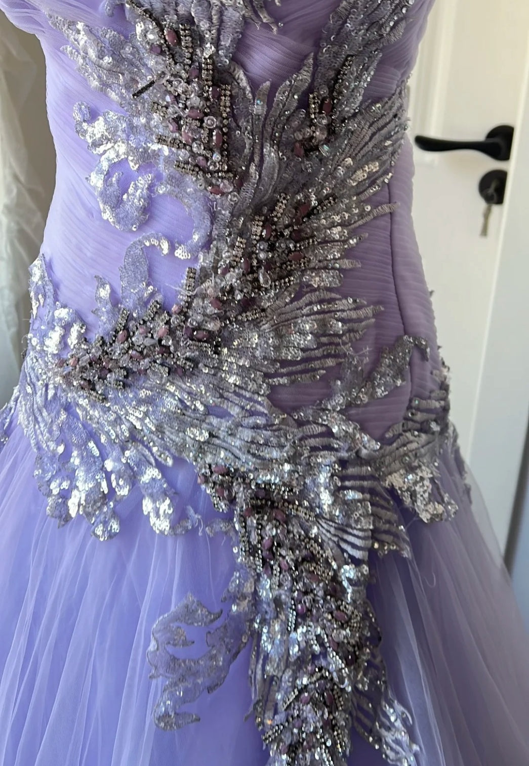 Robes d'anniversaire élégantes bleu dégradé, col en V, paillettes, mousseline, fourreau, robes de bal, robes de soirée ED04456