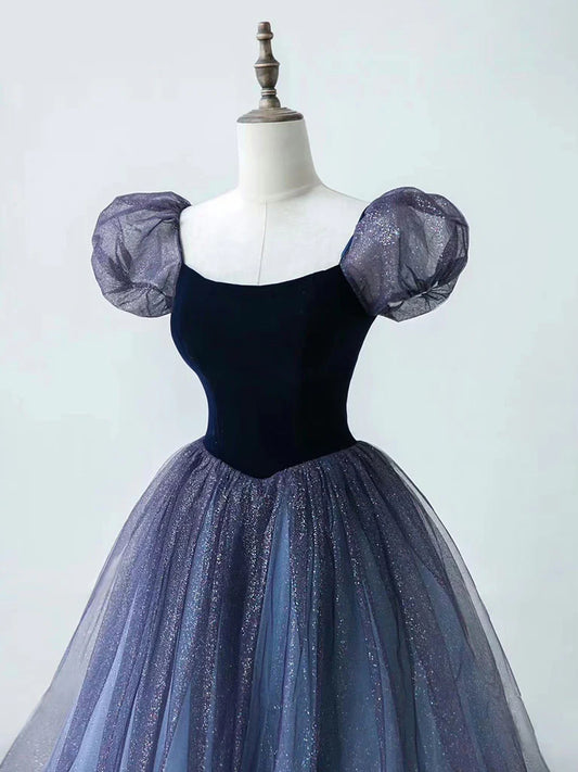Lila A-Linie Tüll Langes Ballkleid, Lila Abendkleid ED0686