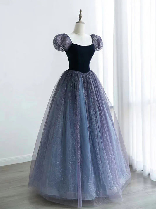 Lila A-Linie Tüll Langes Ballkleid, Lila Abendkleid ED0686