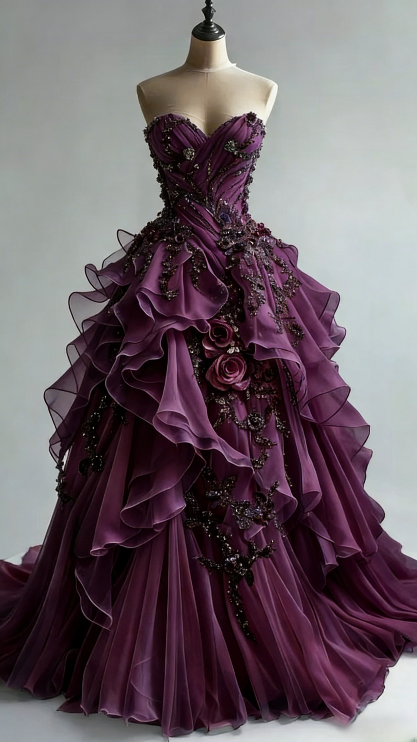 Elegant Purple Prom Dress Tulle Appliques Sweetheart Evening Dress A-Line Formal Dress ED06872