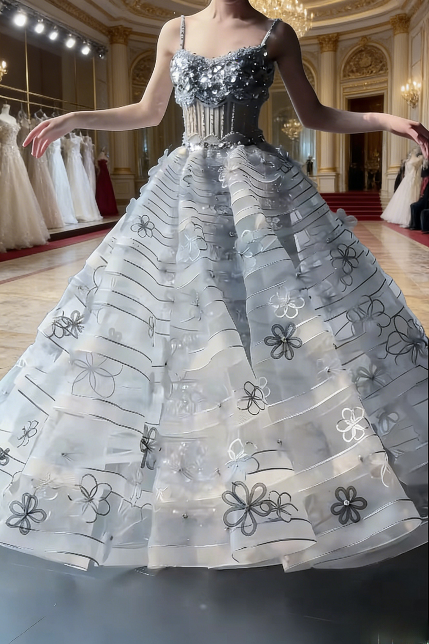 Chic Ice Blue Wedding Dress Tulle Spaghetti Straps Bridal Dress Sleeveless Bridal Gowns ED06890