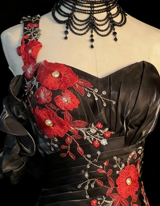 Chic Black Prom Dress Satin One-shouder Sheath Evening Dress ED06915