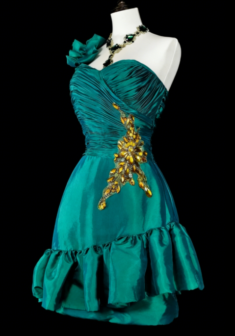 Gorgeous Turquoise Prom Dress Satin One-shoulder Evening Dress A-line Birthday Dress ED06931