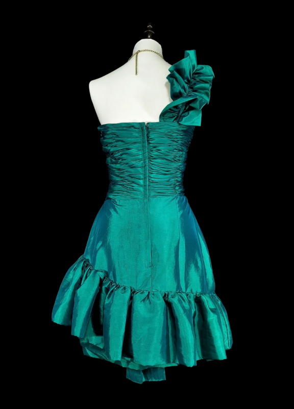 Gorgeous Turquoise Prom Dress Satin One-shoulder Evening Dress A-line Birthday Dress ED06931
