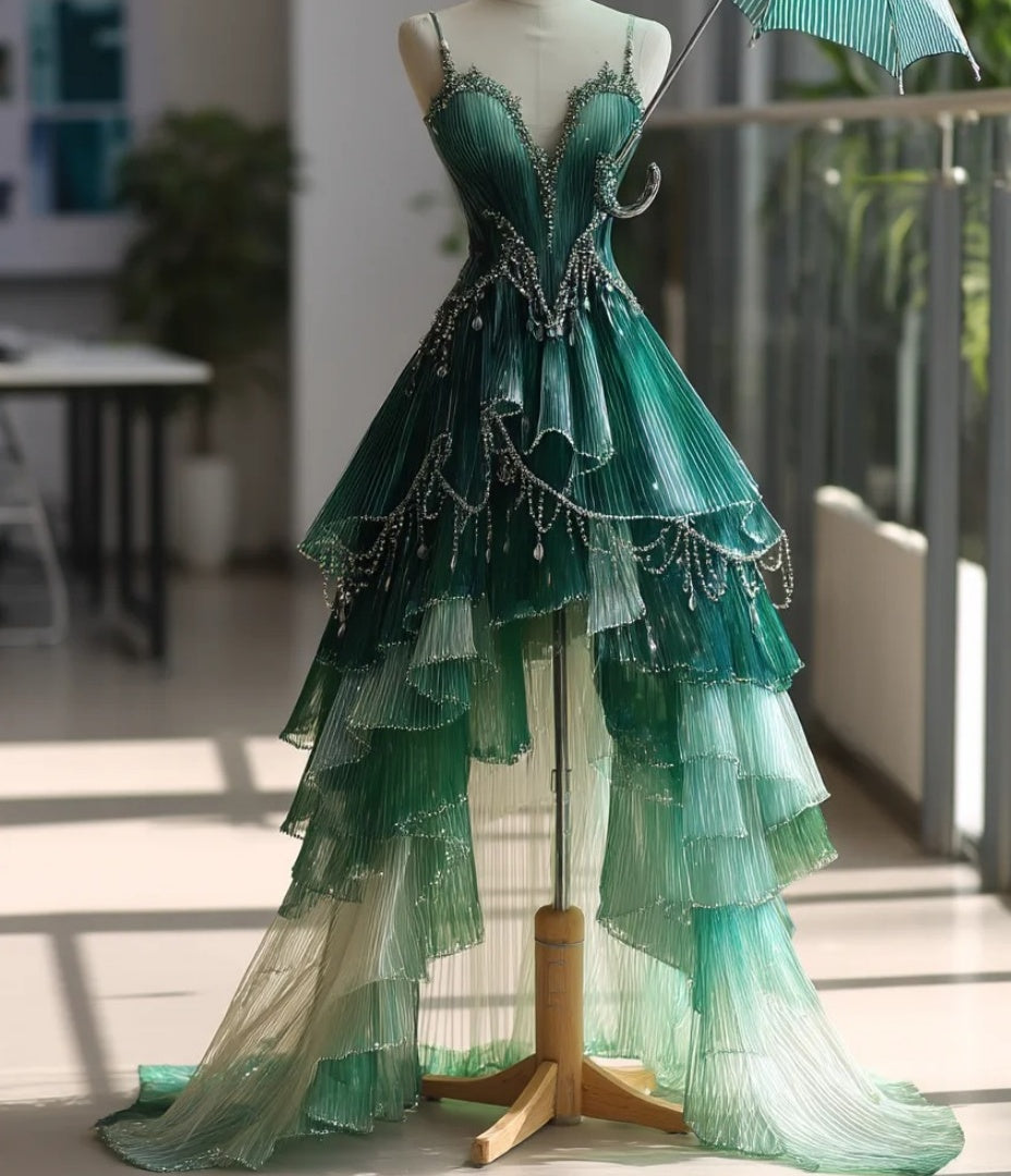 Elegant Green Prom Dress Tulle Sweetheart Birthday Dress Sleeveless A-Line Evening Dress ED06983