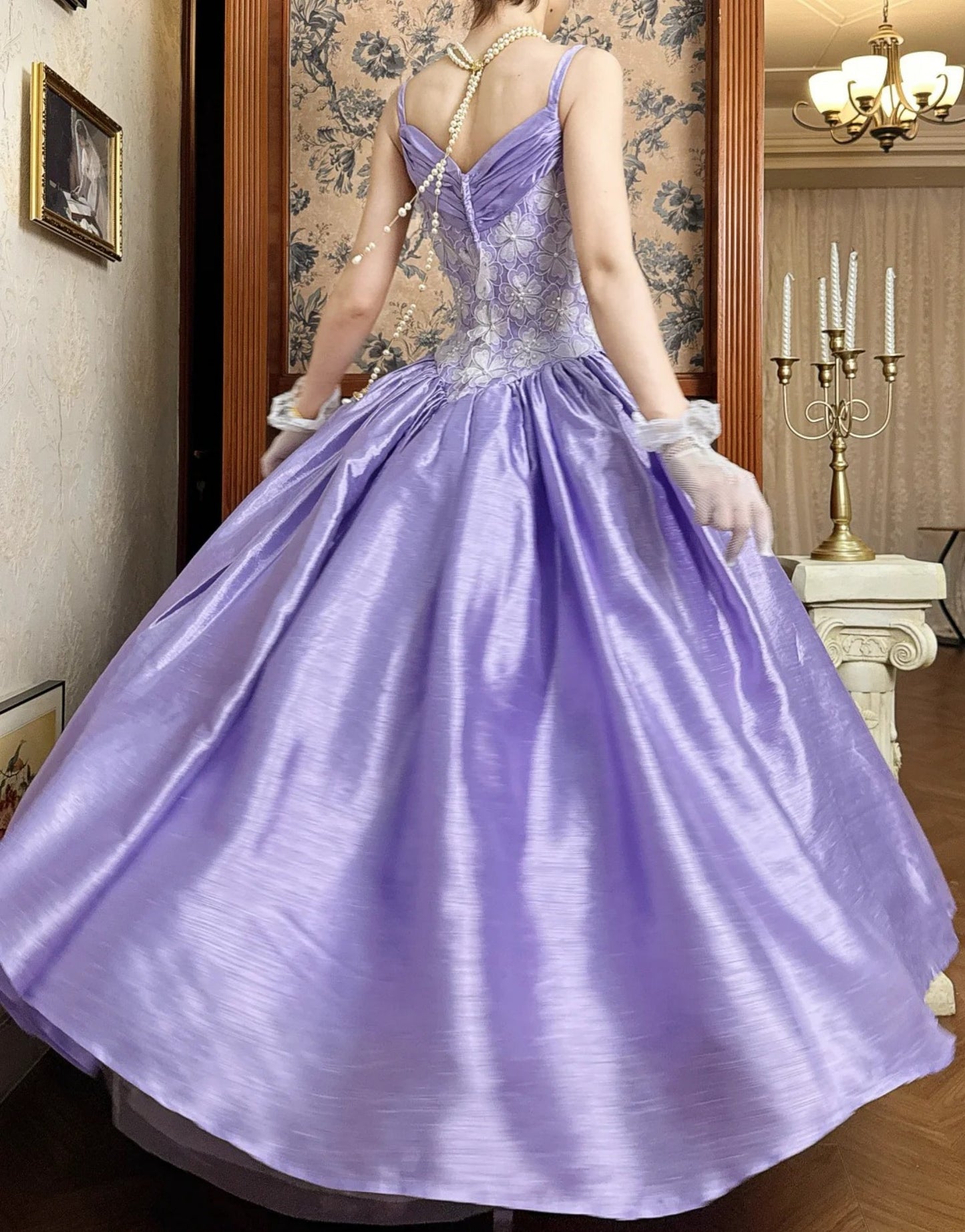 Chic Light Purple Prom Dress Satin Spaghetti Straps A-Line Evening Dress ED06995
