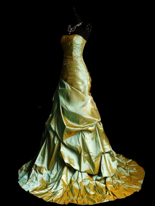 Classy Green Prom Dress Satin Birthday Dress Sheath Strapless Evening Dress ED07076