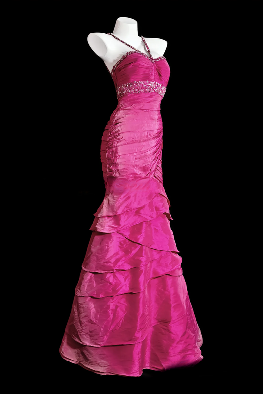 Elegantes rosa Ballkleid, Satin-Geburtstagskleid, Meerjungfrauen-Abendkleid mit Neckholder ED07105