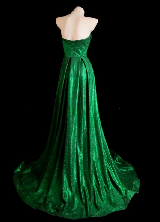 Fairy Green Prom Dress Sweetheart Satin A-Line Birthday Dress Sleeveless Evening Dress ED07131