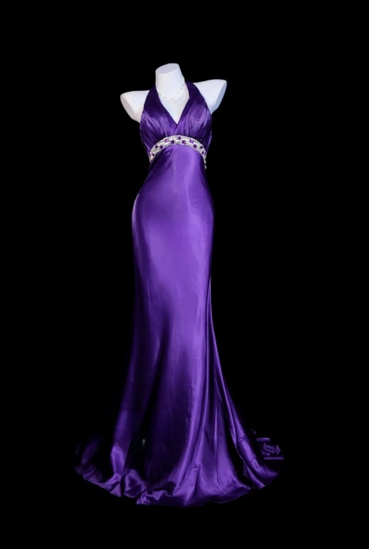 Gorgeous Blue Prom Dress Halter Satin Sheath Birthday Dress Sleeveless Evening Dress ED07133
