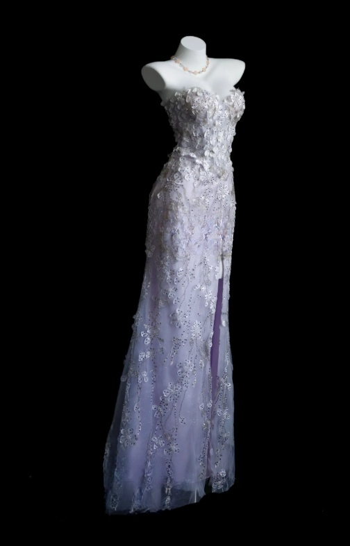 Chic Light Purple Prom Dress Sweetheart Sheath Tulle Appliques Evening Dress with Slit ED07154