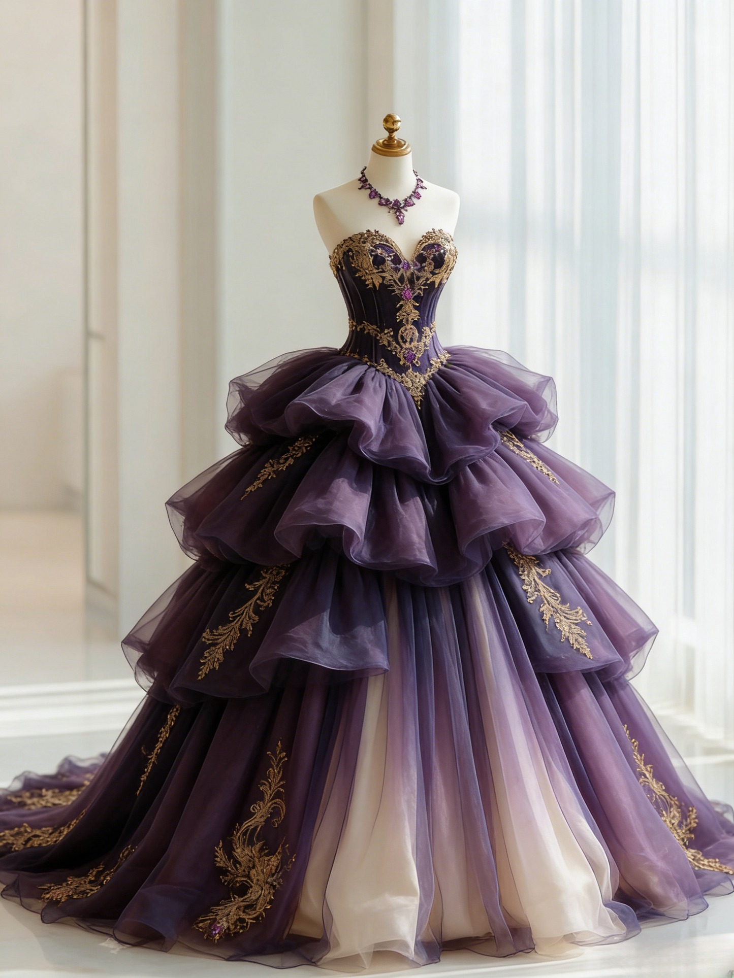 Wunderschönes lila Ballkleid, A-Linien-Schnitt, Tüll, ärmellos, Geburtstagskleid ED07165