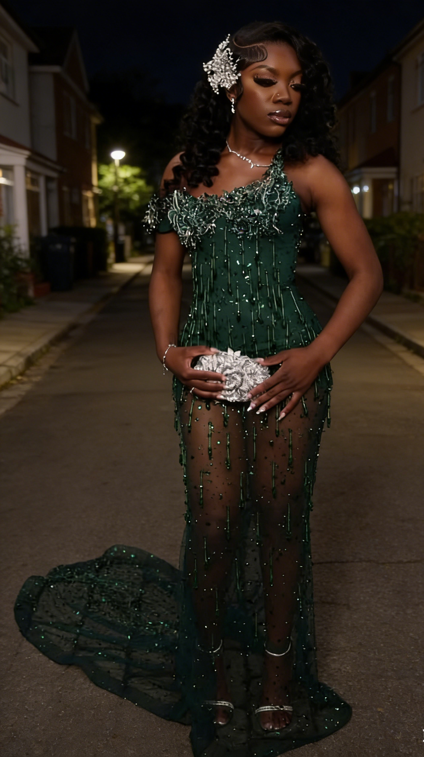 Sexy Dark Green Prom Dresses, Sheath Long Evening Dress, Asymmetrical Neckline Birthday Dress ED07219