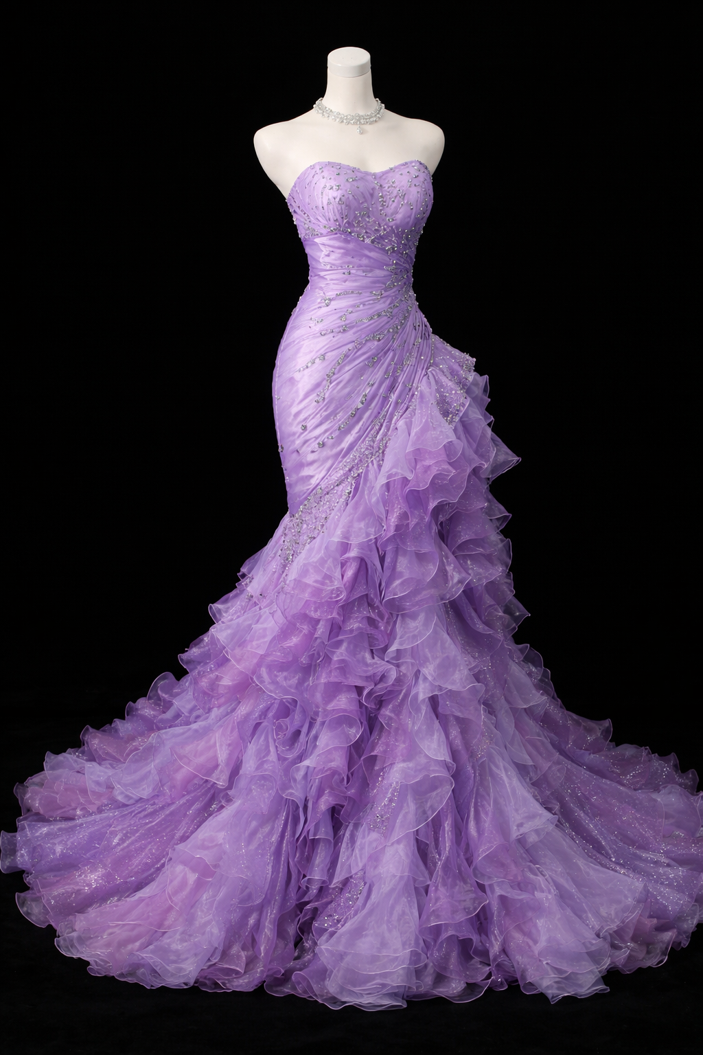 Robe de bal violette élégante, robe de soirée sirène bustier cœur en tulle sans manches, robe d'anniversaire ED07230