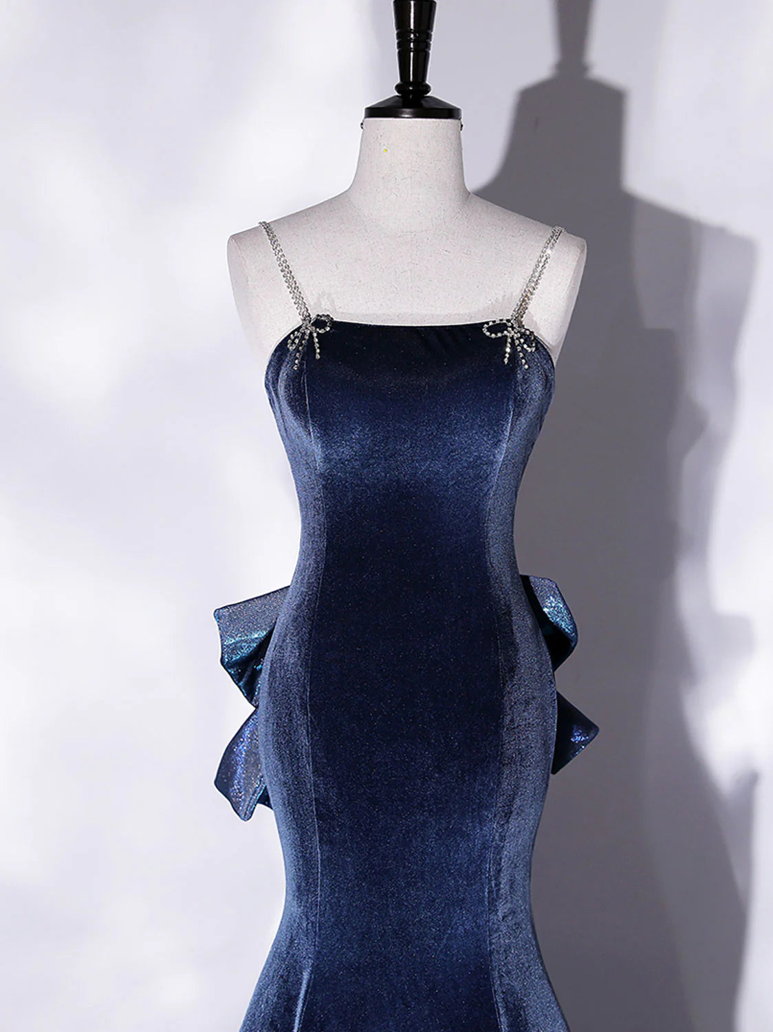 Unique Mermaid Velvet Long Prom Dresses, Velvet Formal Evening Dresses ED0728