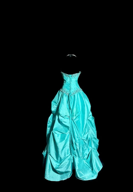 Chic Turquoise Prom Dress Satin Sweetheart A-Line Long Evening Dress ED07406