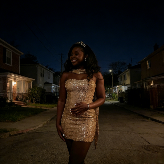 Fashion Gold Prom Dress Sequins Strapless Sheath Short Party Dress Sleeveless Evening Dress ED07423