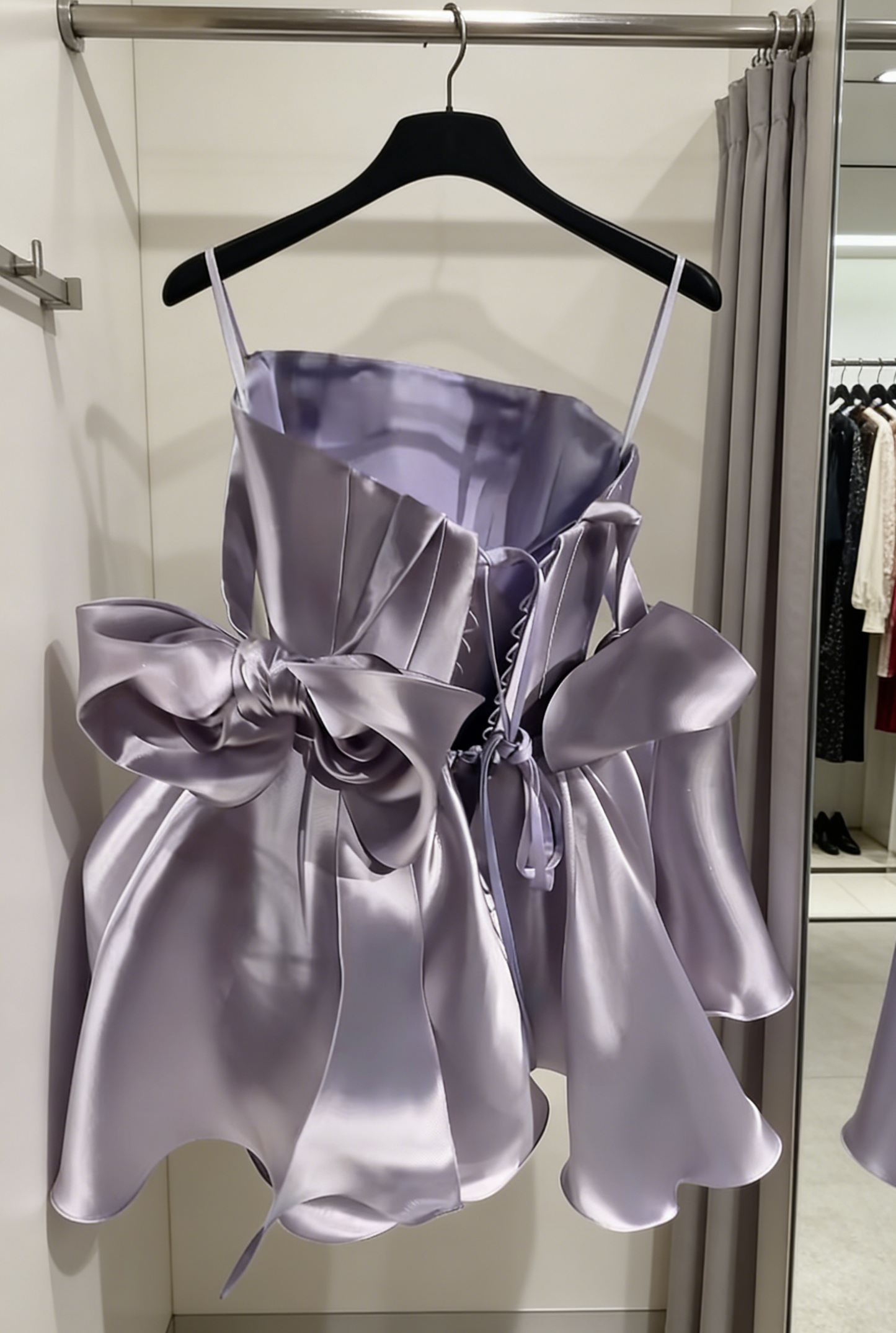 Cute Light Purple Birthday Dress Straps A-Line Prom Dress Short Satin Party Dress ED07430