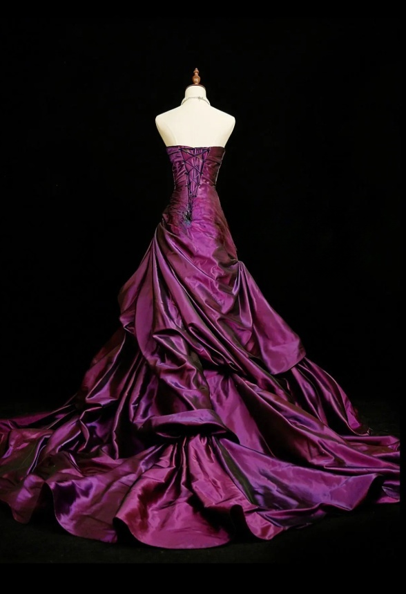 Elegant Grape Prom Dress Strapless A-Line Satin Long Evening Dress ED07458