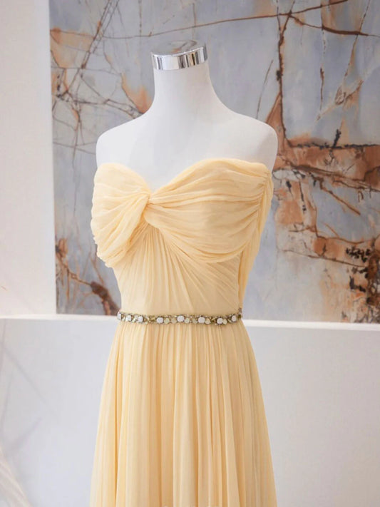 A-line Sweetheart Neck Chiffon Long Prom Dress, Chiffon Formal Evening Dress ED0751