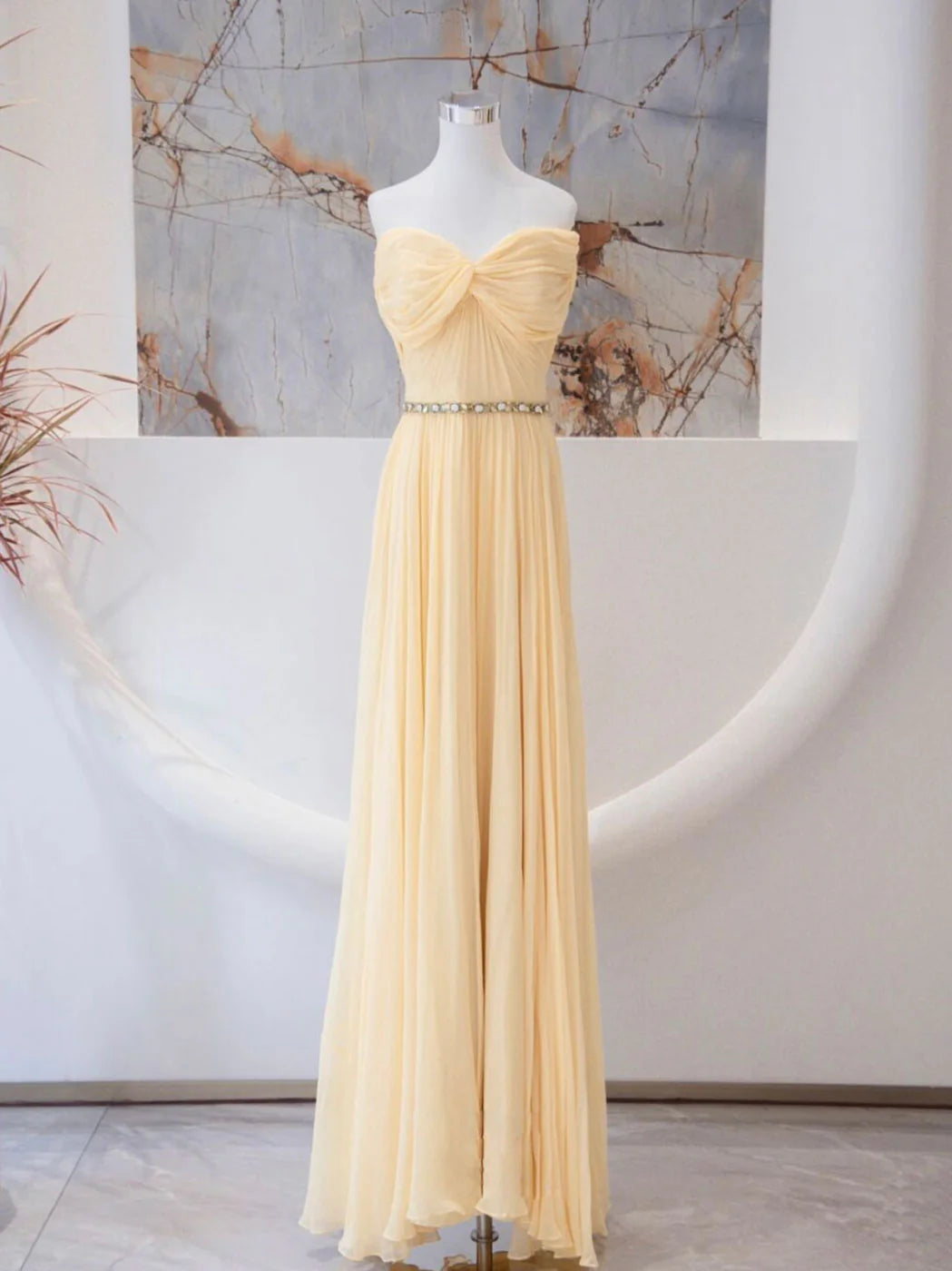 A-line Sweetheart Neck Chiffon Long Prom Dress, Chiffon Formal Evening