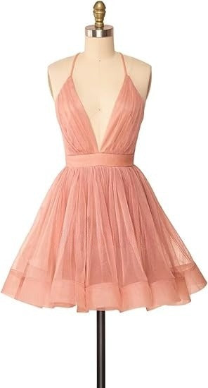 Einfaches schwarzes kurzes Ballkleid mit V-Ausschnitt, schwarzes Homecoming-Kleid ED0753