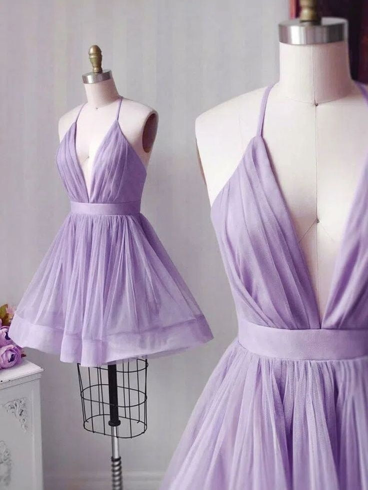 Einfaches schwarzes kurzes Ballkleid mit V-Ausschnitt, schwarzes Homecoming-Kleid ED0753