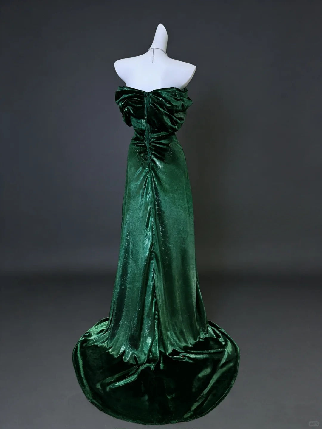 Dark Green Prom Dress Off-shoulder Sheath Satin Long Evening Dress ED07591