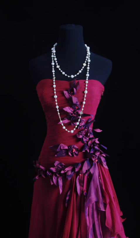 Heißrosafarbenes langes Ballkleid trägerlos A-Linien-Abendkleid Kleid Chiffon-Abendkleid ED07640