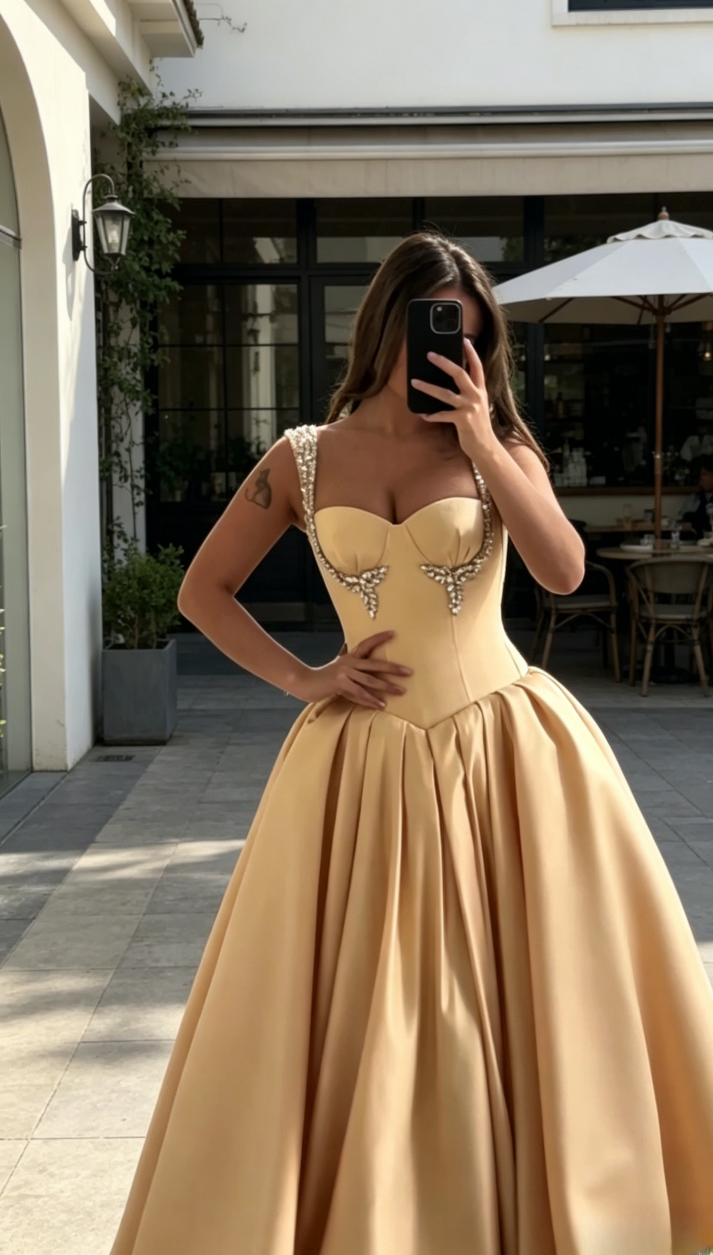 Yellow Prom Dress Gorgeous A-Line Straps Satin Long Evening Dress ED07648