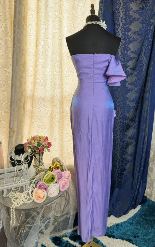 Purple Prom Dress Sweetheart Sheath Chiffon Long Evening Dress ED07662