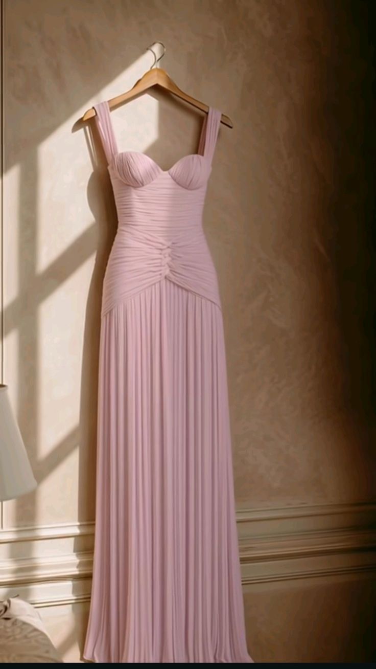 Chic Pink Prom Dress Spaghetti Straps Sheath Chiffon Long Evening Dress ED07678