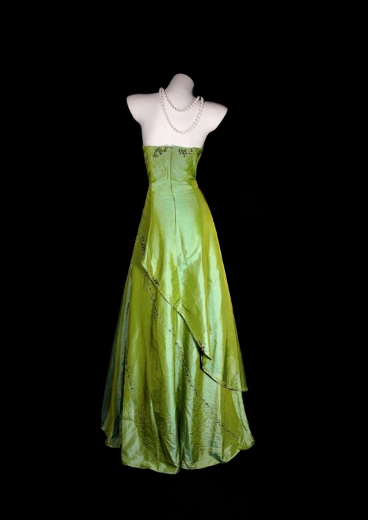 Chic Sheath Sweetheart Long Evening Dress Satin Green Prom Dress ED07715