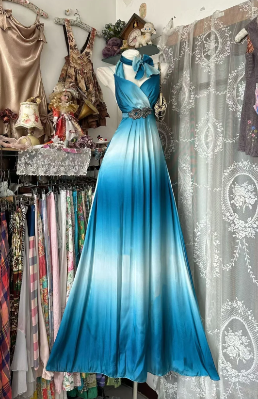 Classy Sheath Satin Long Evening Dress Halter Formal Dress Teal Weddin EvaFashionDress Classy Sheath Satin Long Evening Dress Halter Formal Dress Teal Weddin EvaFashionDress