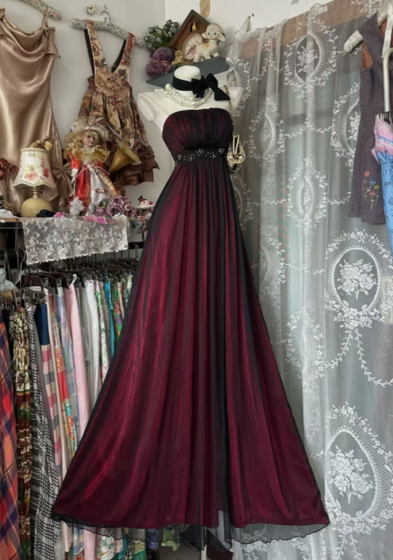 Classy Sheath Chiffon Long Evening Dress Strapless Formal Dress Burgun EvaFashionDress Classy Sheath Chiffon Long Evening Dress Strapless Formal Dress Burgun EvaFashionDress